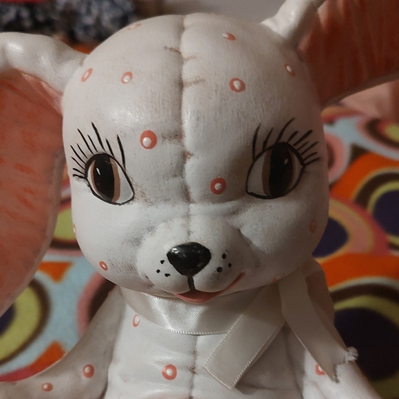 Rob Roy Vintage Pink and White Ceramic Bunny Bank 8" Tall - Picture 2 of 7